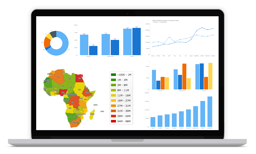 Laptop with AnyChart charts