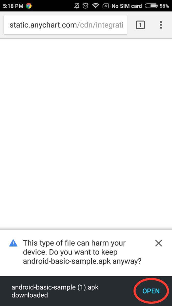 Step 2 | AnyChart sample on your Android device