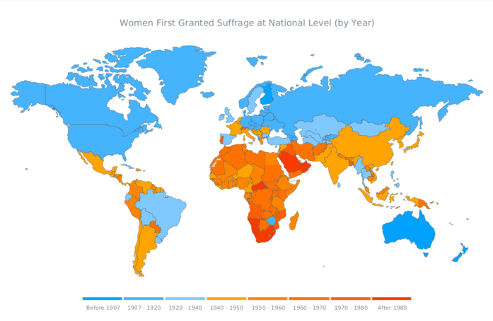 JavaScript Map by AnyChart - World Women Suffrage