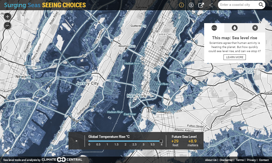 Sea Level Rise: Interactive Map of Flood Caused by Global Warming