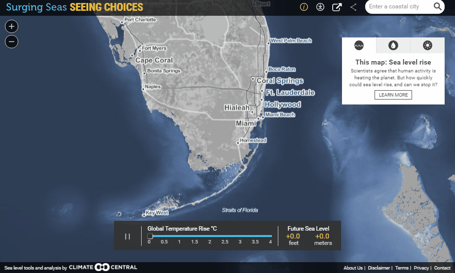Sea Level Rise in South Florida: Interactive Map of Flood Caused by Global Warming