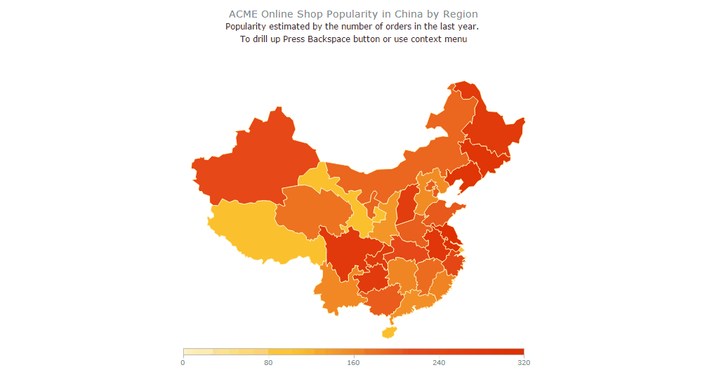 Interactive Maps: China's Regions and Counties on Drill Down Map
