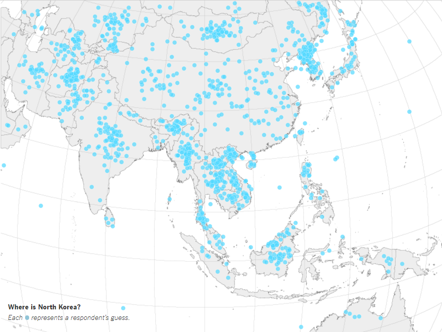 Where Is North Korea? Guesses from 1,746 American Adults Visualized