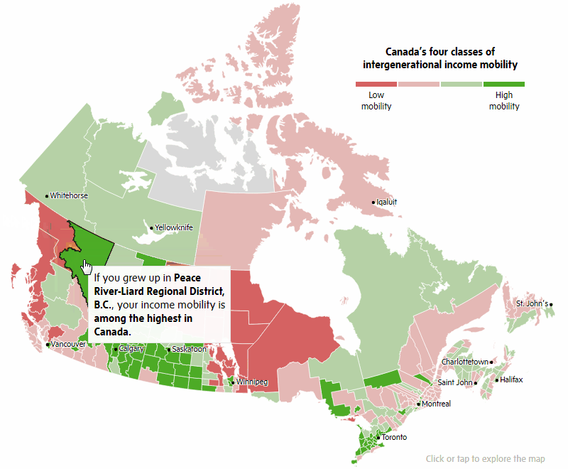 Visualizing Good Data About Canadian's Income Mobility on Interactive Map