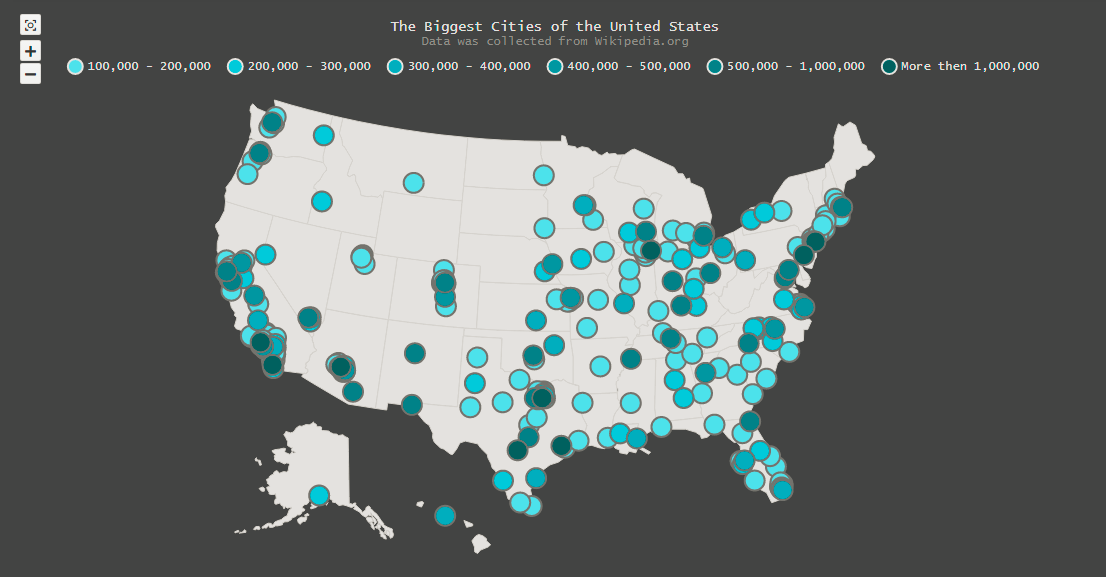 Map of Biggest Cities in United States