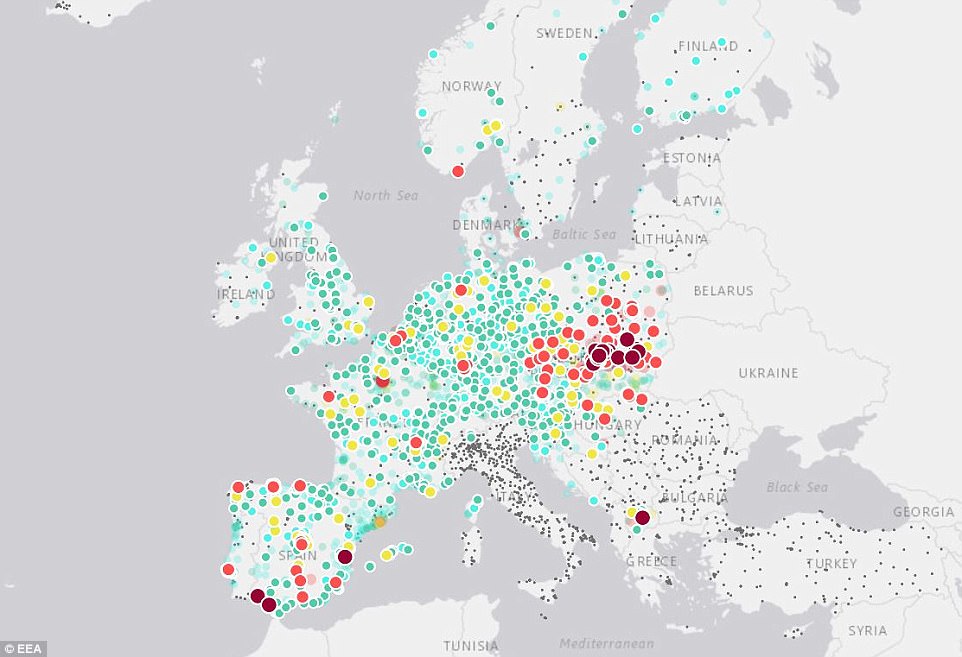 Interactive Map Revealing Deadly Air Pollution Levels Across Europe in Real Time