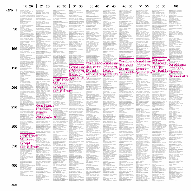 Job Options and Most Common Occupations by Age