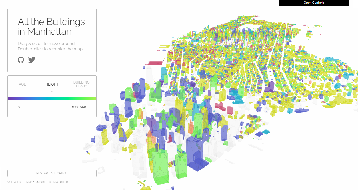 Interactive Map Showing All Manhattan Buildings in 3D