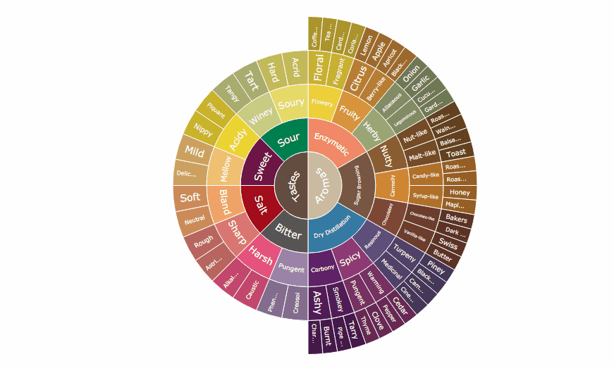 Sunburst Chart-based Coffee Flavor Wheel