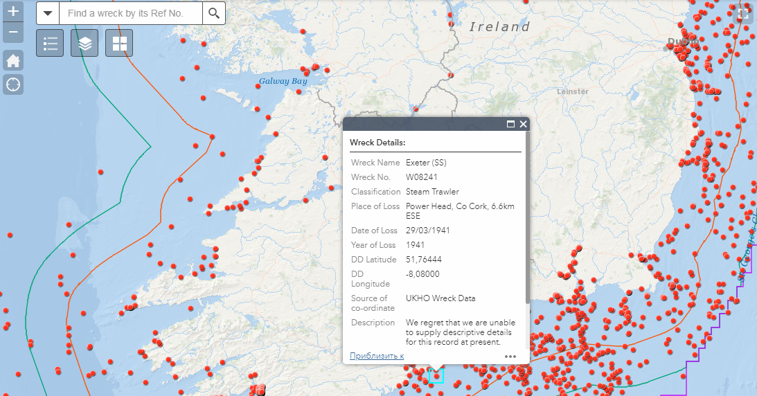 Wreck Viewer: Map of Shipwrecks in Ireland