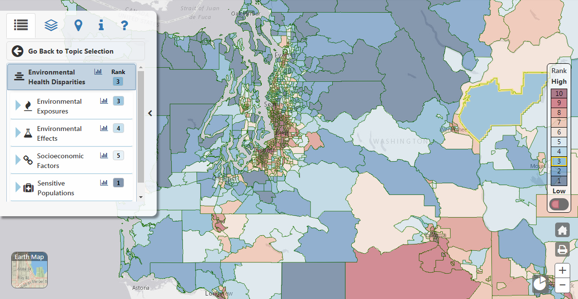 The Washington State Department of Health visualized environmental health disparities across the state's communities