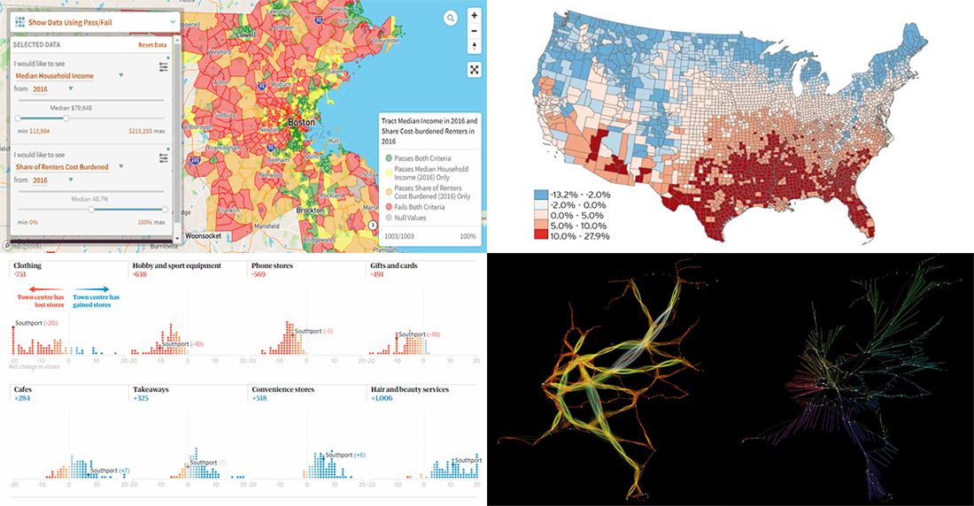 DataViz Weekly presents new data analytics and visualization examples from around the web, on high street, neighborhoods, trains, and climate