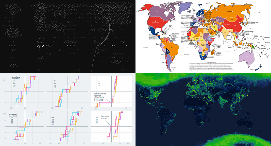 Visualization Techniques in Action, Unveiling Insight into Mueller Investigation, Partisan Bias, Light Pollution, and Women in Politics — DataViz Weekly