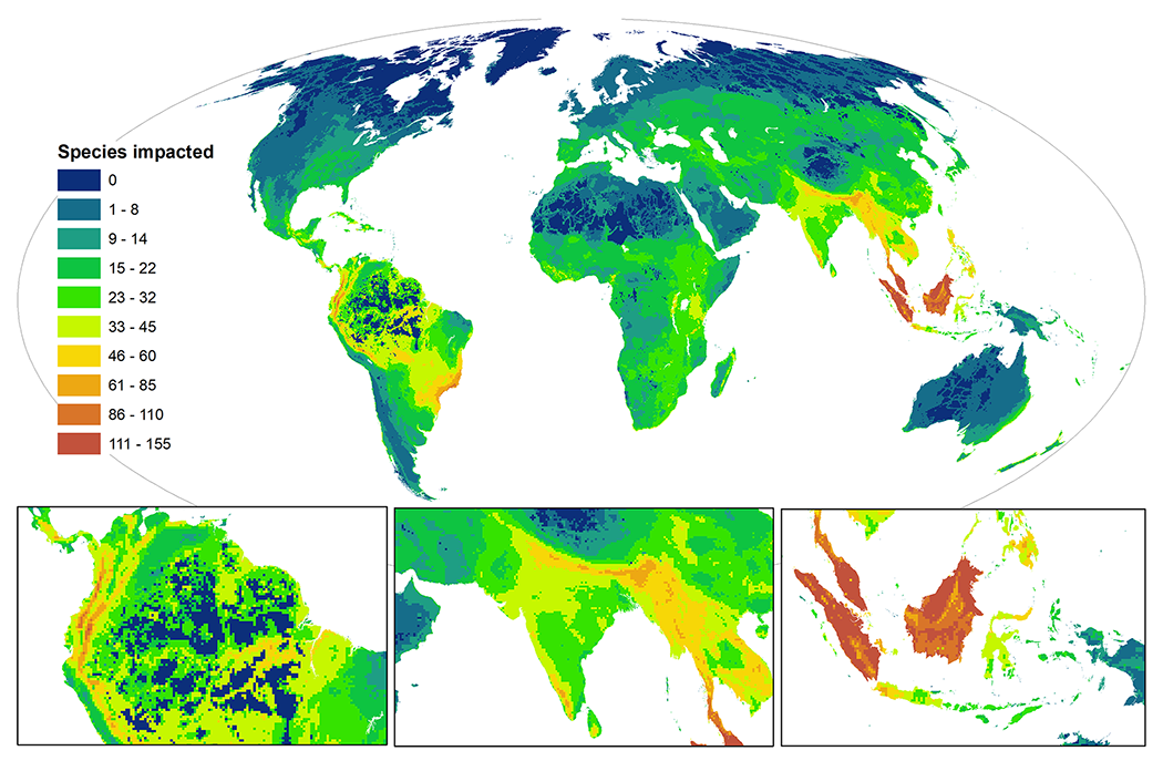 Global Hotspots of Human Impact on Threatened Species, data visualization project by a group of The University of Queensland's researchers, published on PLOS Biology