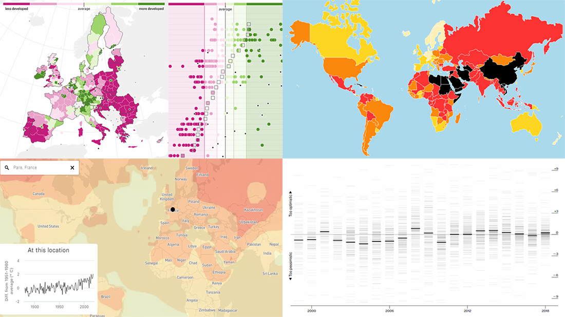 Visual Data Graphics on EU Regions, Freedom of Press, IMF Forecasts, and Climate Change — DataViz Weekly