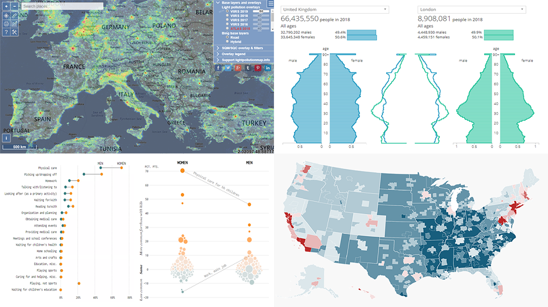 Engaging Data Visualizations About Time Use, America, Britain, and Light Pollution — DataViz Weekly