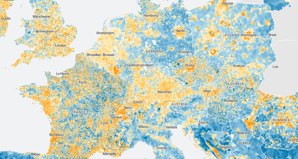 Population Trends in Europe Data Visualization Example in DataViz Weekly