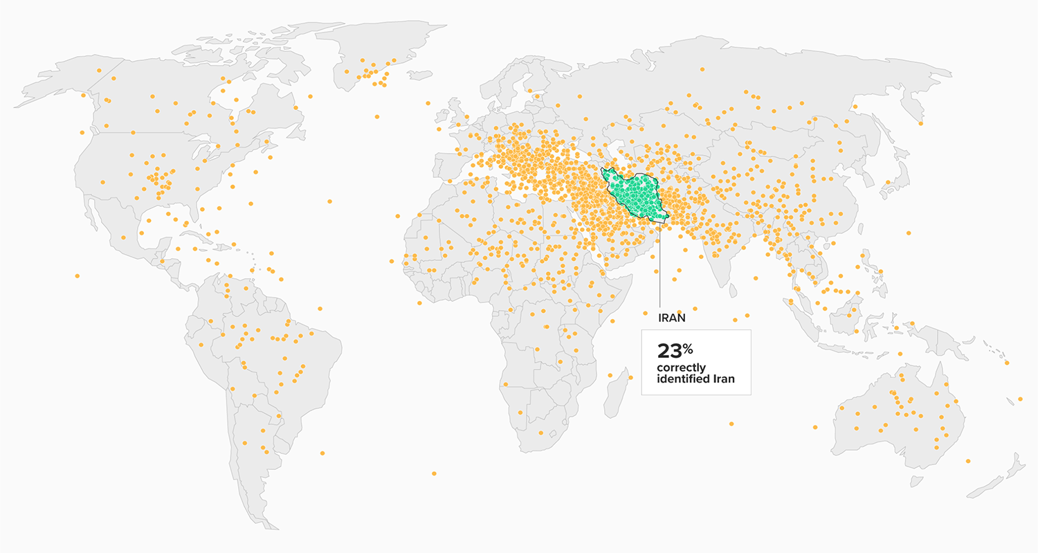 Identifying Iran on Unlabeled Map