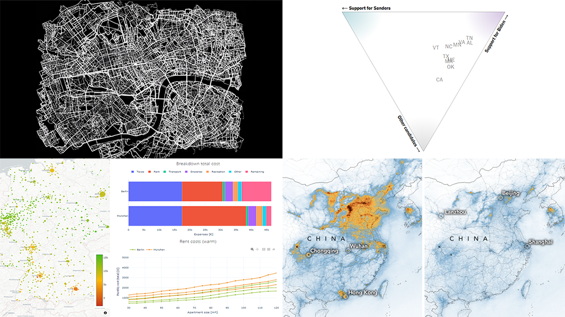 Fresh Visualization Projects on Super Tuesday, Cost of Living in Germany, London Cycling, and NO2 in China, in DataViz Weekly