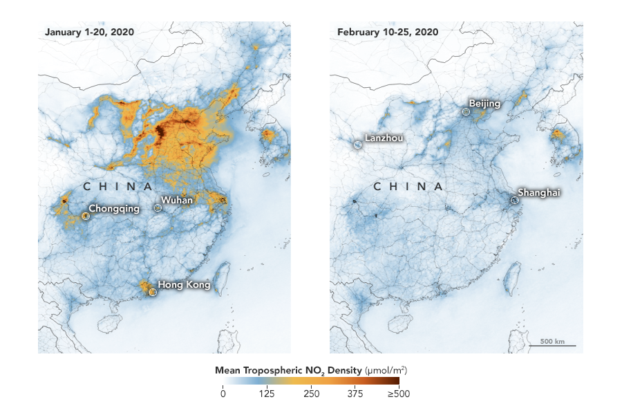 Nitrogen Dioxide Over China and Wuhan