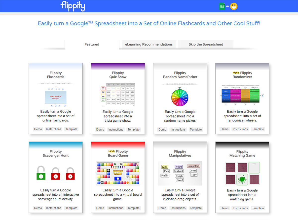 Flippity | Easily turn a Google spreadsheet into a set of online flashcards and other cool stuff
