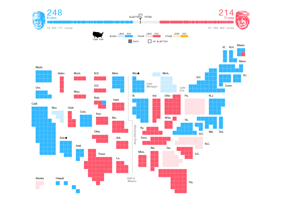 Bloomberg's election results data visualization in election map graphics