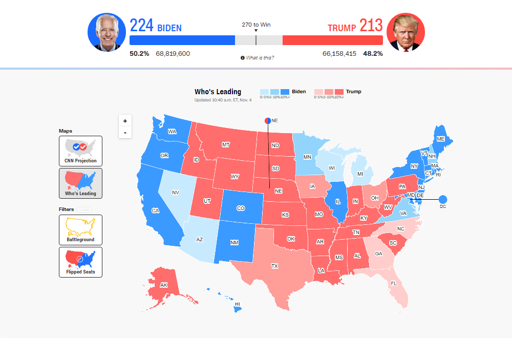 CNN's election results data visualization in election map charts