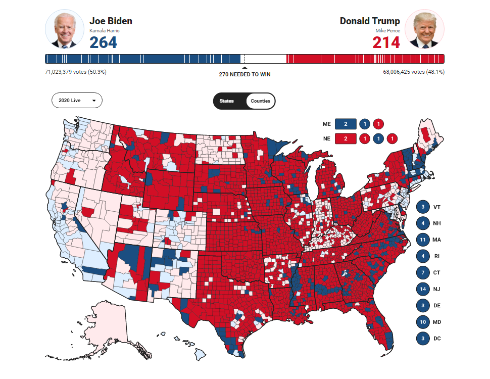 Vote result. Presidential election. Election 2020 USA. Counties of the us election 2020. Графства США.