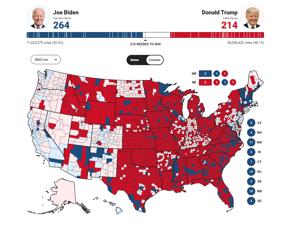 Election Maps Visualizing 2020 U S Presidential Electoral Vote Results