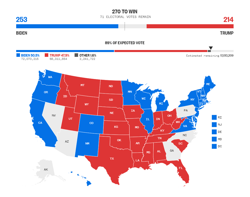 NBC's election results data visualization in election maps