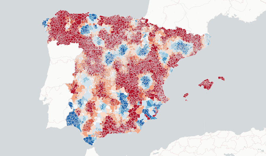 Length of Summers in Spain by Municipality Since 1950