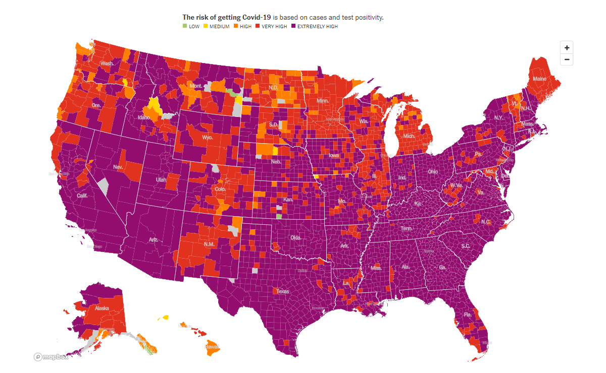 COVID-19 Risk Levels by County