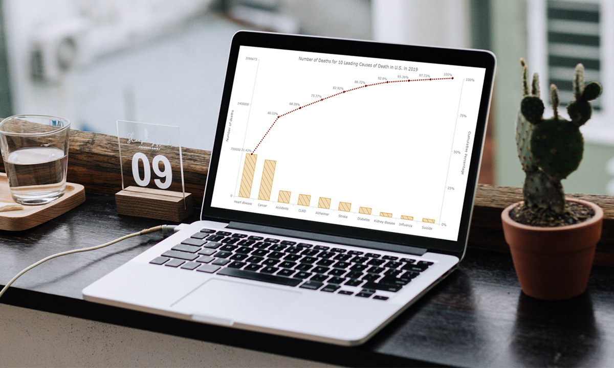 Pareto chart created in JavaScript being shown