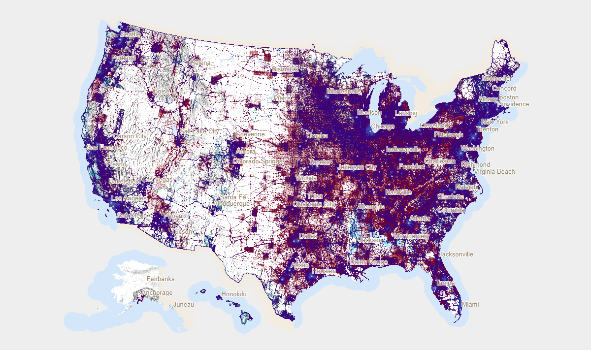 Every Vote in 2020 U.S. Election, in Dot Density Map