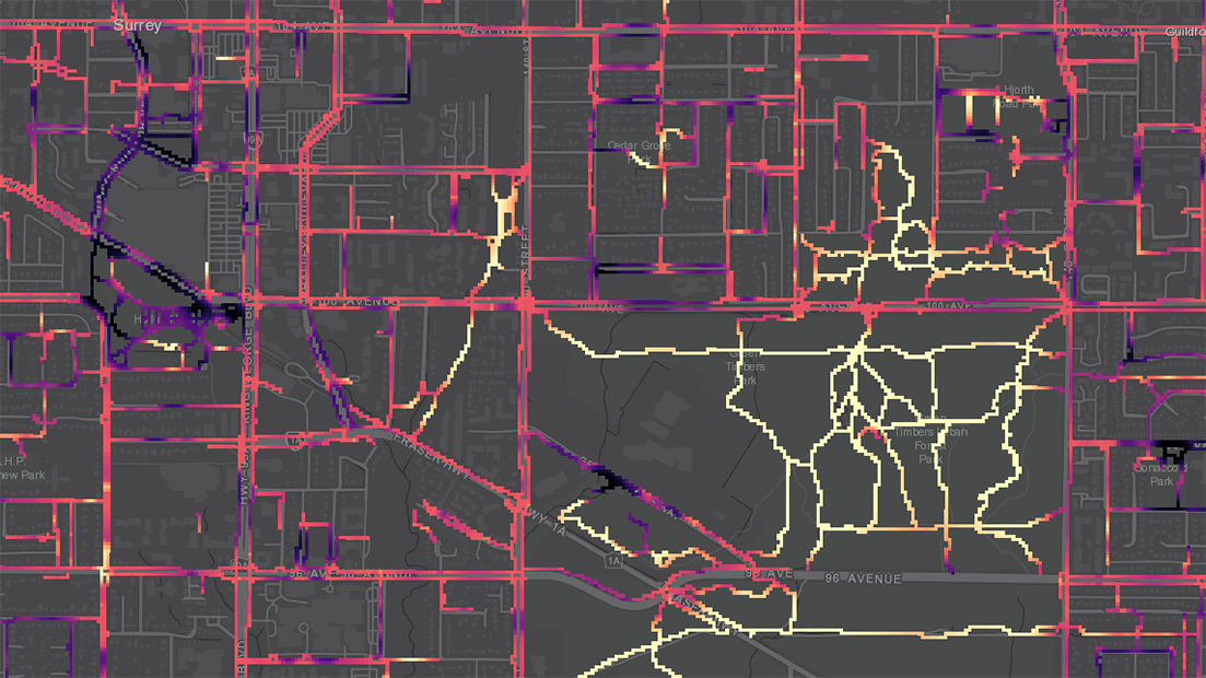 Runnability of Streets in Surrey, Canada