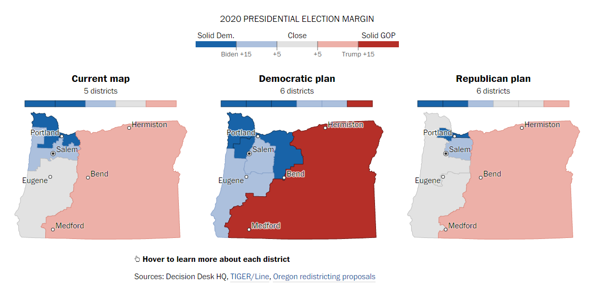 Early Proposals for Congressional Redistricting in Oregon, Indiana, Colorado