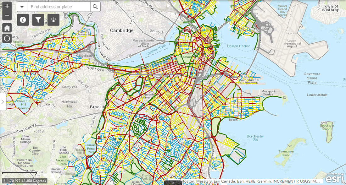 Roadway Traffic Stress on Bicyclists in Boston