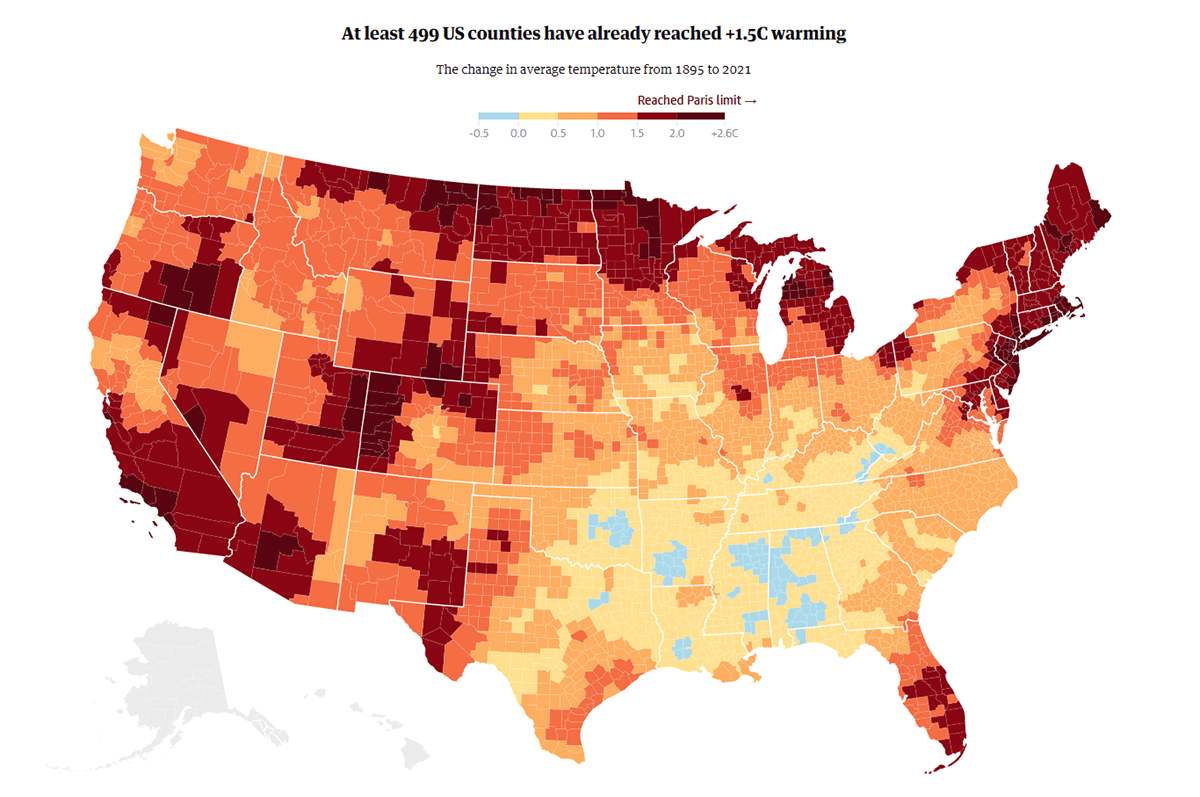 Air Temperature Change in Every U.S. County