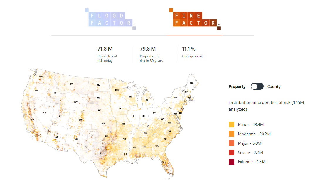 Flooding and Wildfire Risks for Properties Across U.S.