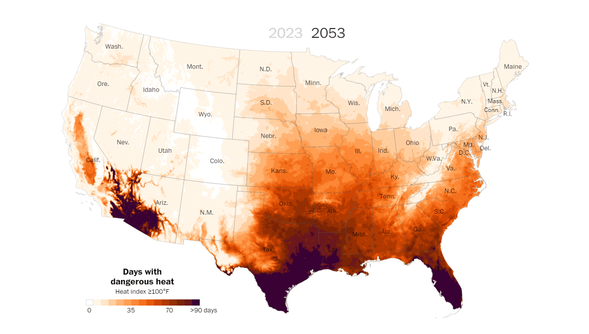 Perilous Heat Waves in U.S. by 2053