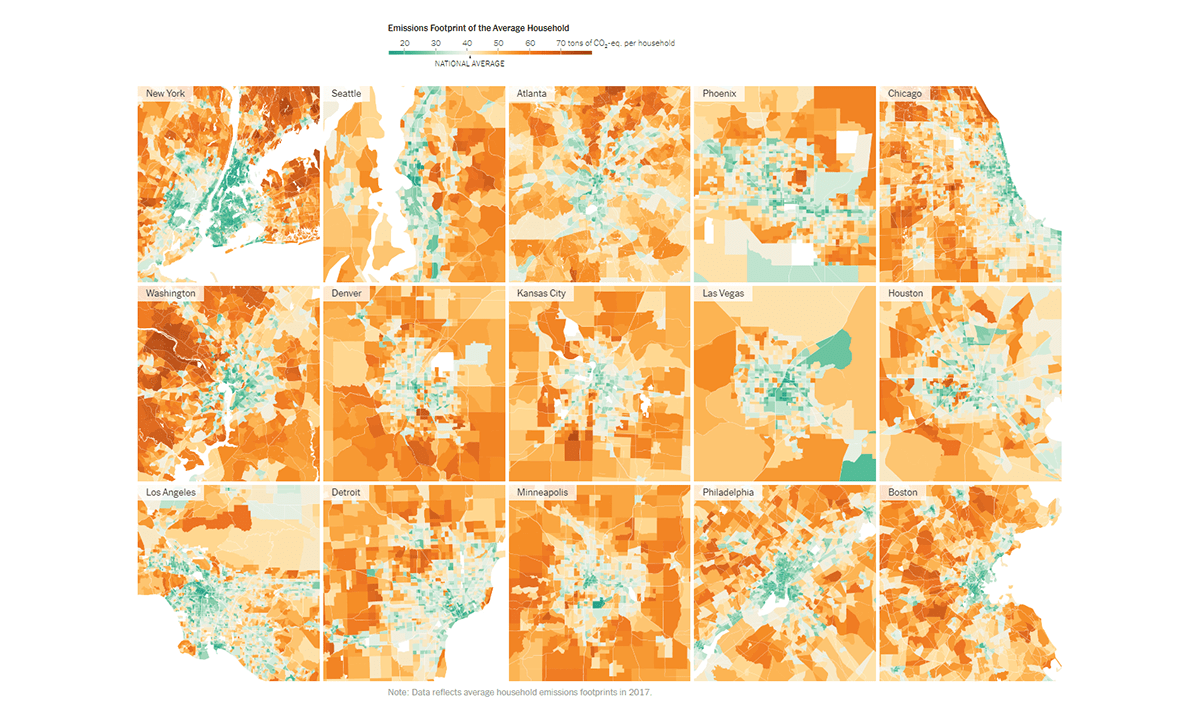 Carbon Emissions Footprint per Household Across United States