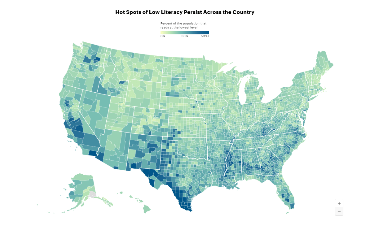 Adult Illiteracy Across United States