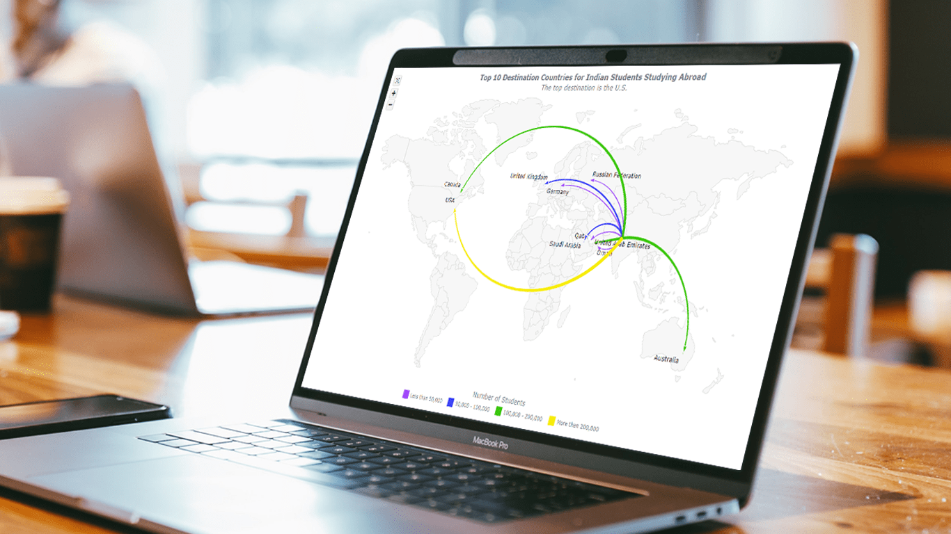 A laptop with an Interactive Flow Map built with JavaScript