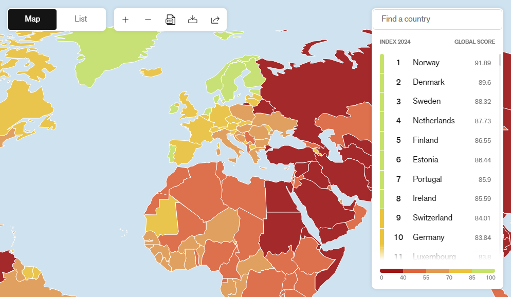 RSF 2024 World Press Freedom Index