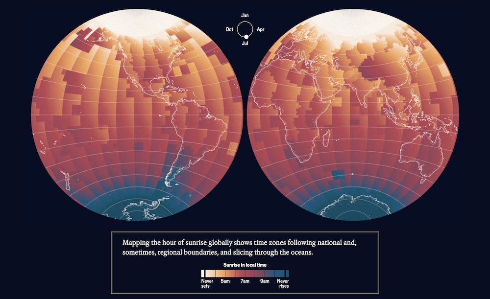 Politics of Time Zones in Data Visualization by The Economist