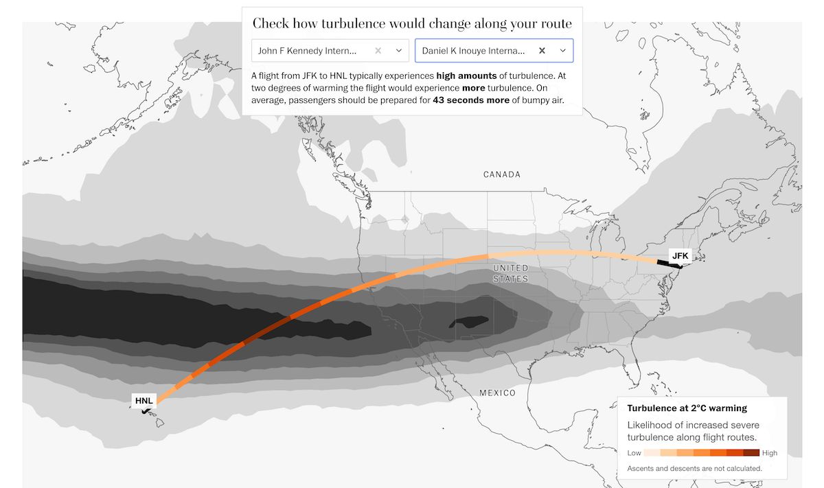 Future Flight Turbulence Under Warming in Data Visualizations