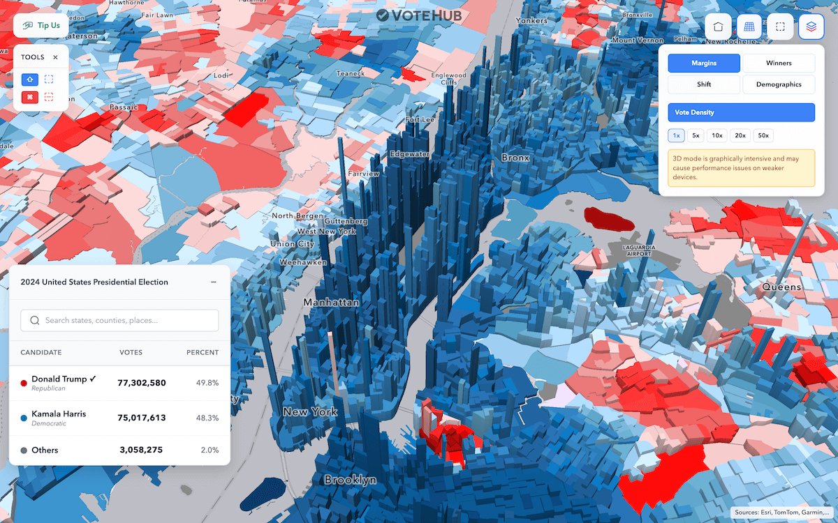 Precinct-Level View of 2024 U.S. Election Results Map