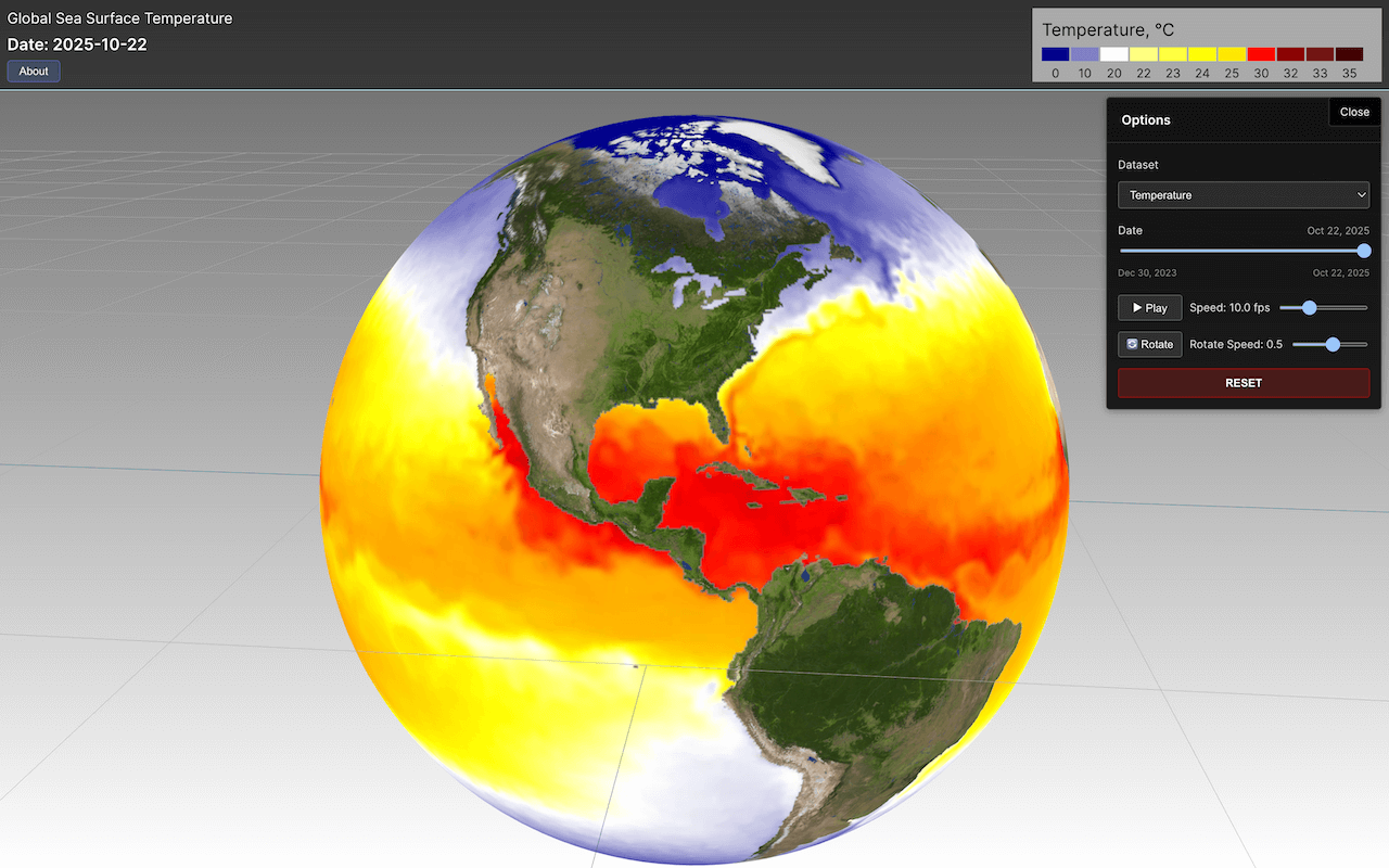 Sea Temperatures and Anomalies Worldwide Visualized by Gary Oberbrunner