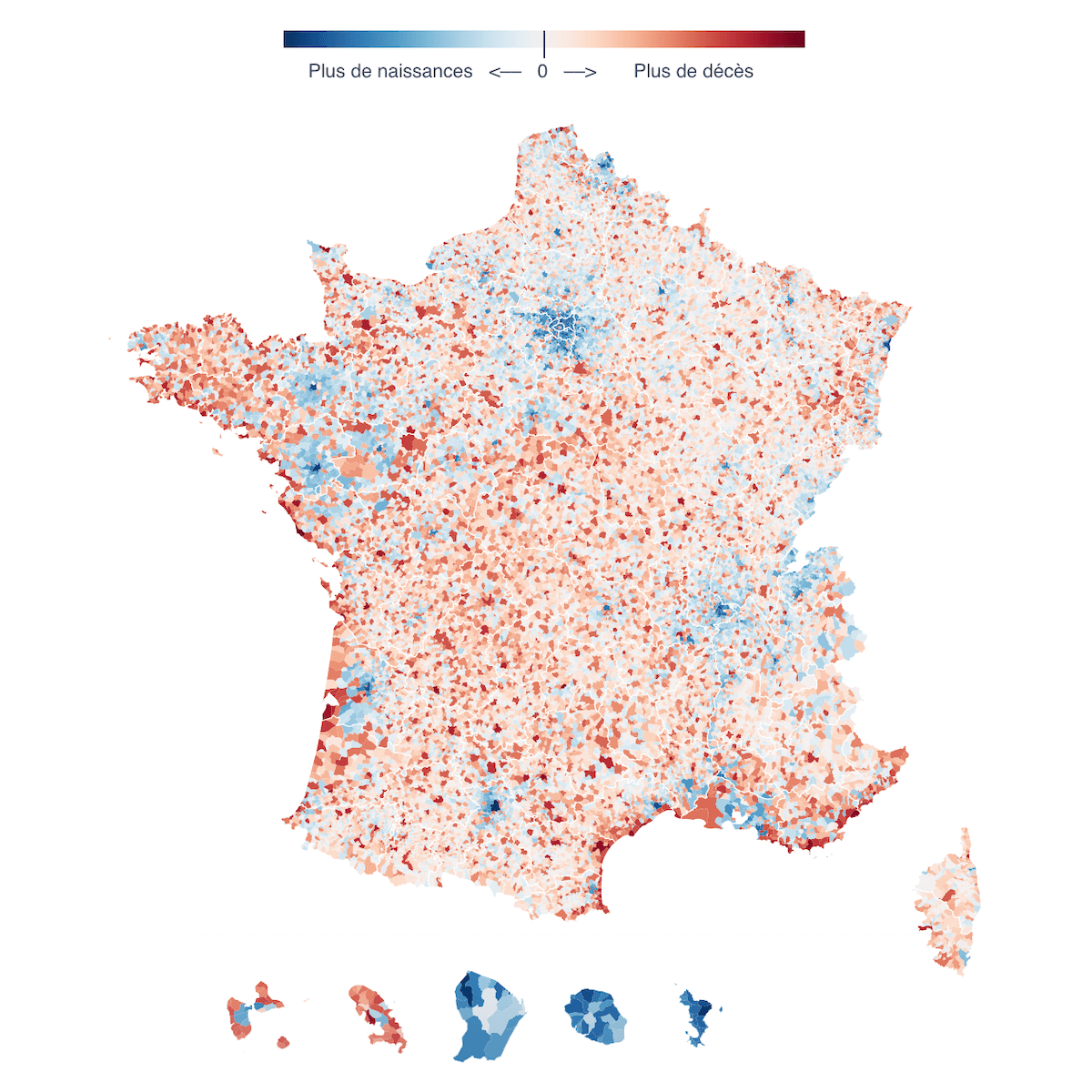 Visualizing Births Versus Deaths Across France